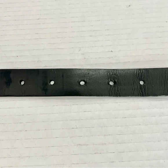 Ralph Lauren Classic Chic Black Leather Textured Belt Women’s M Gold Logo Charm - Picture 9 of 10